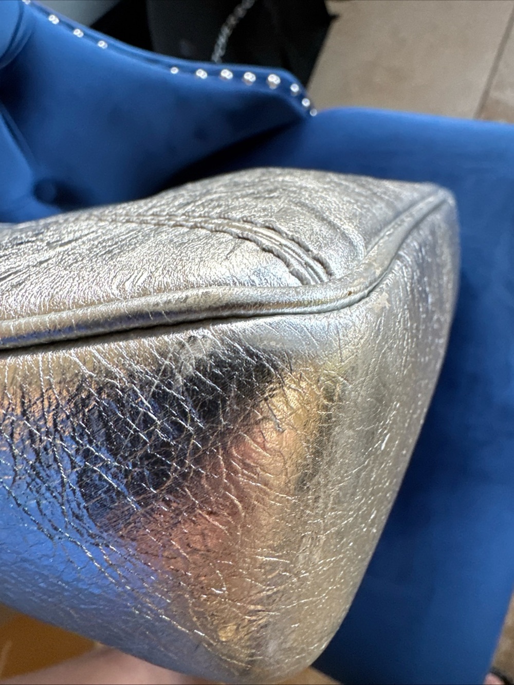 Versace Silver Metallic Structured Satchel - Picture 6 of 15